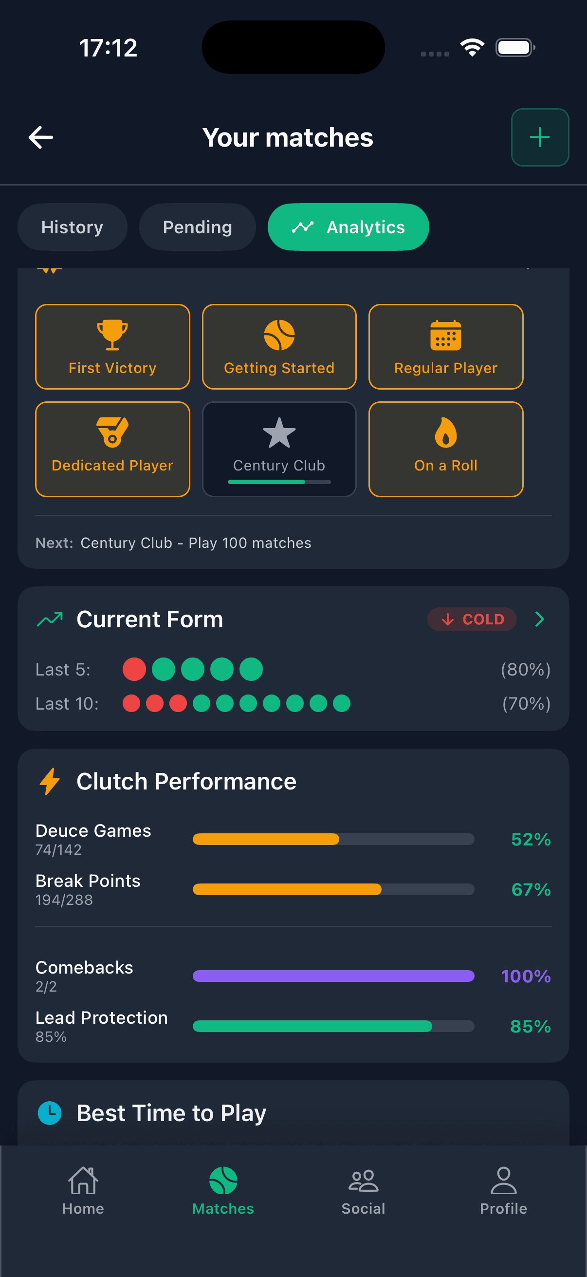 Current form and clutch performance analytics